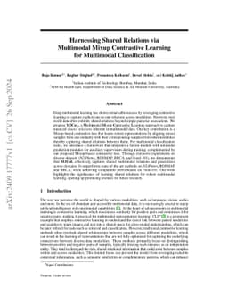 Harnessing Shared Relations via Multimodal Mixup Contrastive Learning
  for Multimodal Classification