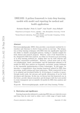 DREAMS: A python framework for Training Deep Learning Models on EEG Data with Model Card Reporting for Medical Applications