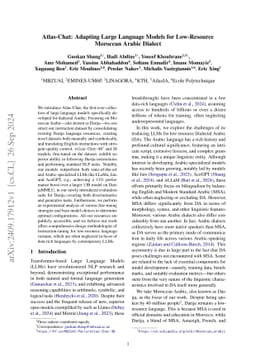 Atlas-Chat: Adapting Large Language Models for Low-Resource Moroccan
  Arabic Dialect