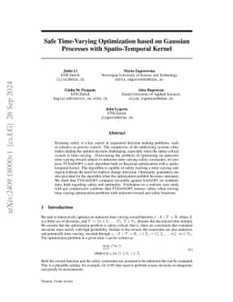 Safe Time-Varying Optimization based on Gaussian Processes with
  Spatio-Temporal Kernel