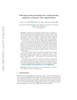 Self-supervised Pretraining for Cardiovascular Magnetic Resonance Cine
  Segmentation