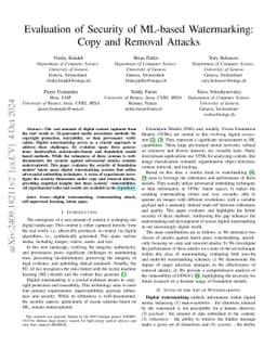 Evaluation of Security of ML-based Watermarking: Copy and Removal
  Attacks
