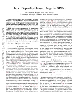 Input-Dependent Power Usage in GPUs