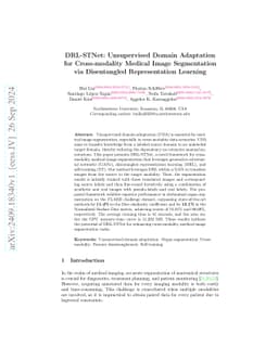 DRL-STNet: Unsupervised Domain Adaptation for Cross-modality Medical
  Image Segmentation via Disentangled Representation Learning