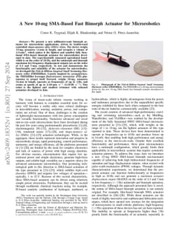 A New 10-mg SMA-Based Fast Bimorph Actuator for Microrobotics