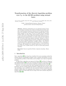 Transformation of the discrete logarithm problem over $\mathbb F_{2^n}$
  to the QUBO problem using normal bases