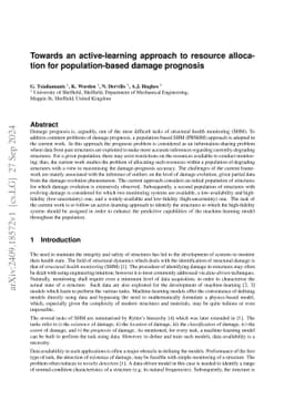 Towards an active-learning approach to resource allocation for
  population-based damage prognosis