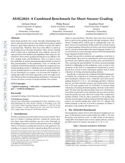 ASAG2024: A Combined Benchmark for Short Answer Grading