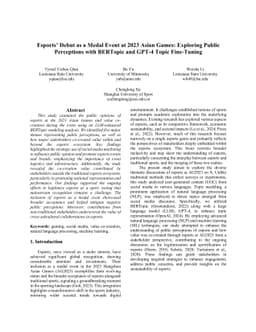 Esports Debut as a Medal Event at 2023 Asian Games: Exploring Public
  Perceptions with BERTopic and GPT-4 Topic Fine-Tuning