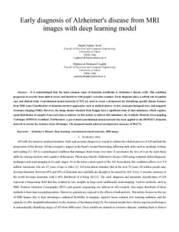Early diagnosis of Alzheimer's disease from MRI images with deep
  learning model