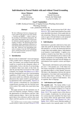 Individuation in Neural Models with and without Visual Grounding