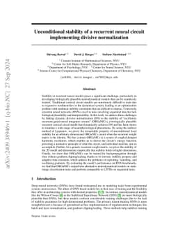 Unconditional stability of a recurrent neural circuit implementing divisive normalization