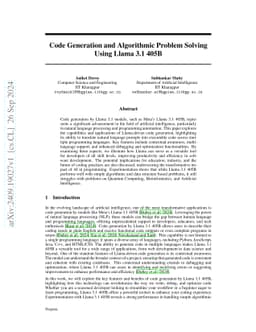 Code Generation and Algorithmic Problem Solving Using Llama 3.1 405B