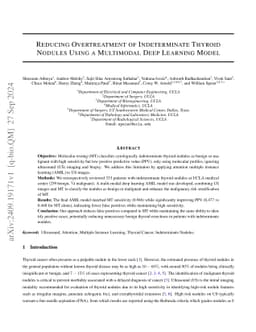 Reducing Overtreatment of Indeterminate Thyroid Nodules Using a
  Multimodal Deep Learning Model