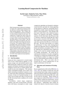 Learning-Based Image Compression for Machines