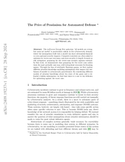 The Price of Pessimism for Automated Defense