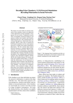 Decoding Echo Chambers: LLM-Powered Simulations Revealing Polarization in Social Networks