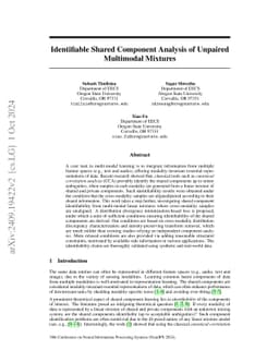 Identifiable Shared Component Analysis of Unpaired Multimodal Mixtures