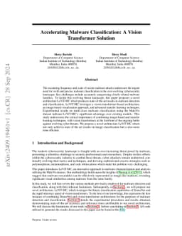 Accelerating Malware Classification: A Vision Transformer Solution