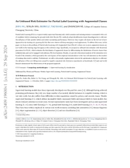 An Unbiased Risk Estimator for Partial Label Learning with Augmented
  Classes