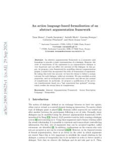 An action language-based formalisation of an abstract argumentation
  framework