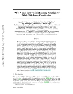 FAST: A Dual-tier Few-Shot Learning Paradigm for Whole Slide Image
  Classification