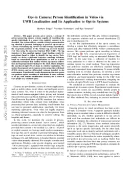 Opt-in Camera: Person Identification in Video via UWB Localization and
  Its Application to Opt-in Systems
