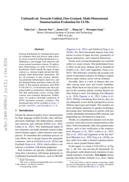 UniSumEval: Towards Unified, Fine-Grained, Multi-Dimensional
  Summarization Evaluation for LLMs