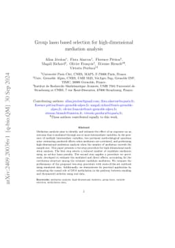 Group lasso based selection for high-dimensional mediation analysis