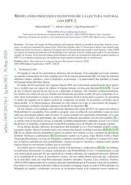 Modelando procesos cognitivos de la lectura natural con GPT-2