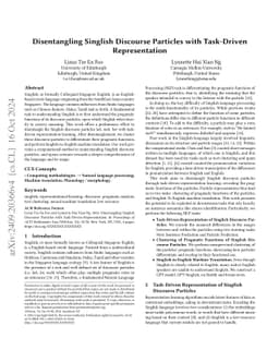 Disentangling Singlish Discourse Particles with Task-Driven
  Representation