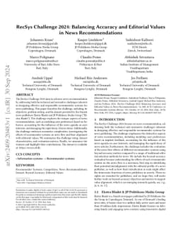 RecSys Challenge 2024: Balancing Accuracy and Editorial Values in News
  Recommendations