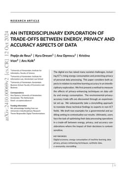 An interdisciplinary exploration of trade-offs between energy, privacy
  and accuracy aspects of data