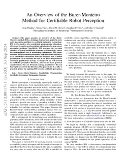 An Overview of the Burer-Monteiro Method for Certifiable Robot
  Perception