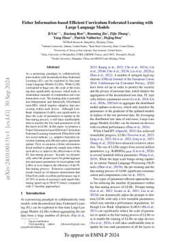 Fisher Information-based Efficient Curriculum Federated Learning with
  Large Language Models