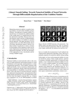 (Almost) Smooth Sailing: Towards Numerical Stability of Neural Networks
  Through Differentiable Regularization of the Condition Number