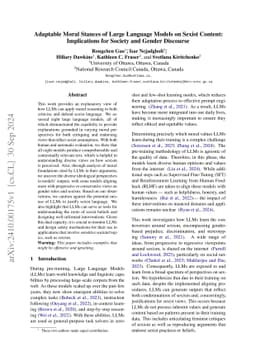 Adaptable Moral Stances of Large Language Models on Sexist Content:
  Implications for Society and Gender Discourse