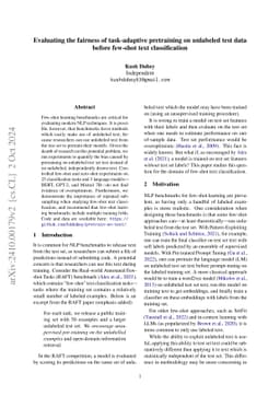 Evaluating the fairness of task-adaptive pretraining on unlabeled test
  data before few-shot text classification