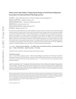 "Real Learner Data Matters" Exploring the Design of LLM-Powered Question
  Generation for Deaf and Hard of Hearing Learners
