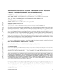 Motion Design Principles for Accessible Video-based Learning: Addressing
  Cognitive Challenges for Deaf and Hard of Hearing Learners