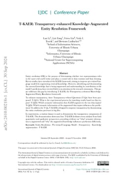 T-KAER: Transparency-enhanced Knowledge-Augmented Entity Resolution
  Framework