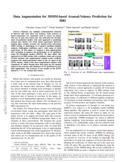 Data Augmentation for 3DMM-based Arousal-Valence Prediction for HRI