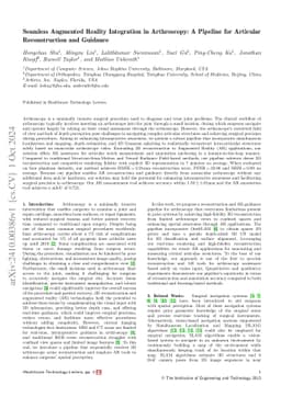 Seamless Augmented Reality Integration in Arthroscopy: A Pipeline for
  Articular Reconstruction and Guidance