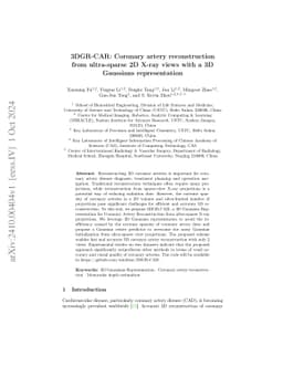 3DGR-CAR: Coronary artery reconstruction from ultra-sparse 2D X-ray
  views with a 3D Gaussians representation