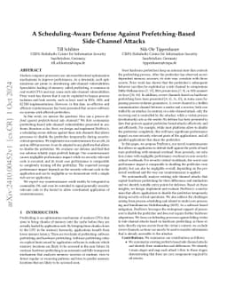A Scheduling-Aware Defense Against Prefetching-Based Side-Channel
  Attacks