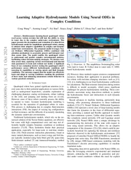 Learning Adaptive Hydrodynamic Models Using Neural ODEs in Complex
  Conditions