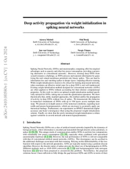 Deep activity propagation via weight initialization in spiking neural
  networks