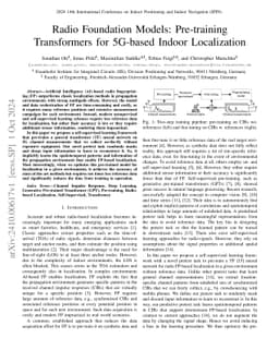 Radio Foundation Models: Pre-training Transformers for 5G-based Indoor
  Localization