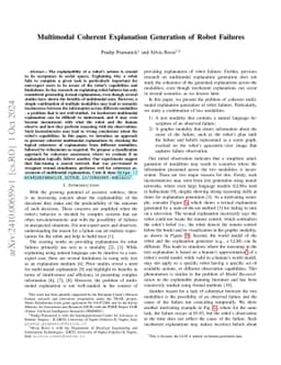 Multimodal Coherent Explanation Generation of Robot Failures