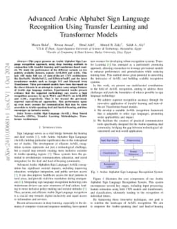 Advanced Arabic Alphabet Sign Language Recognition Using Transfer
  Learning and Transformer Models